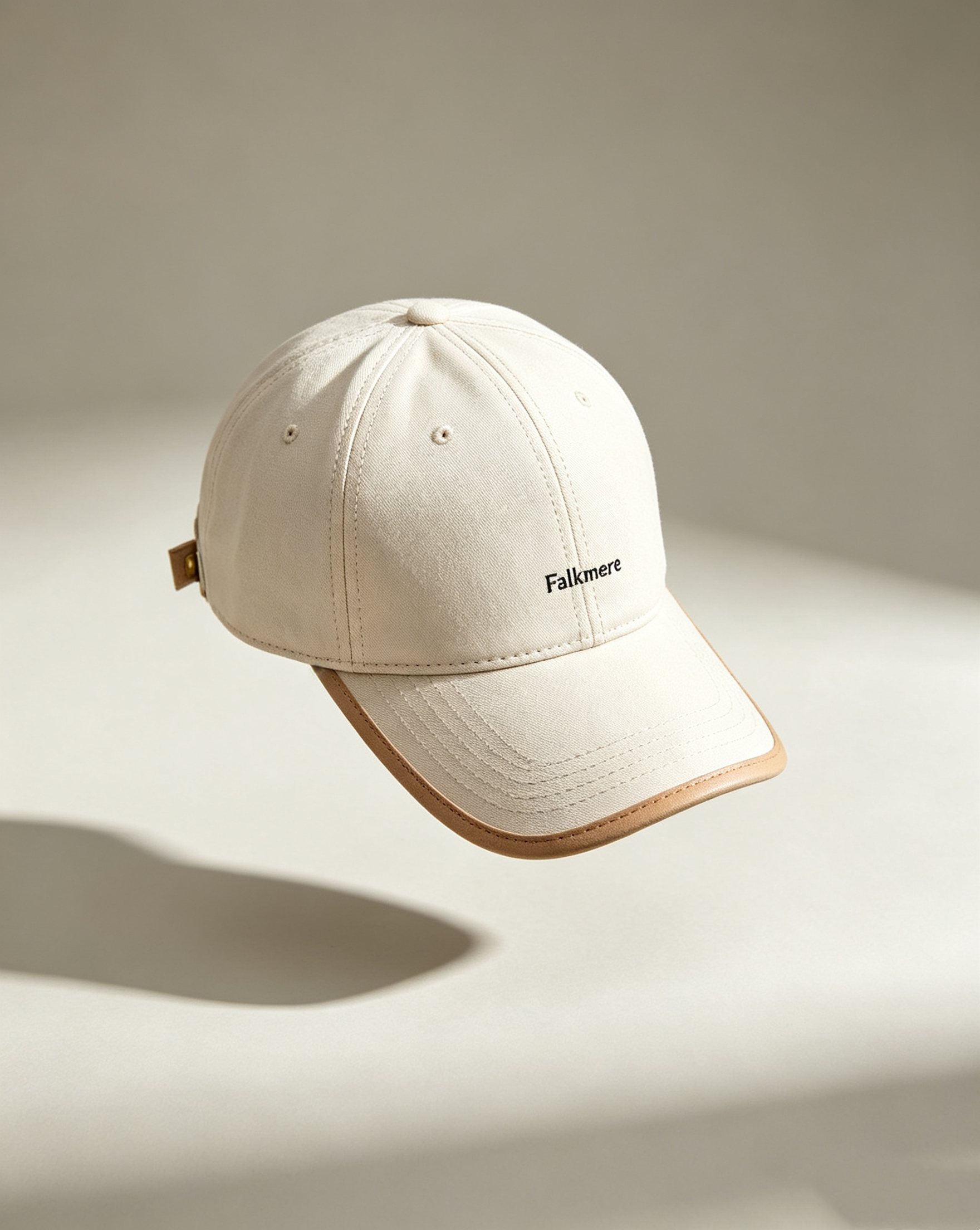 Canvas-Cap mit Lederdetail in Sandbeige